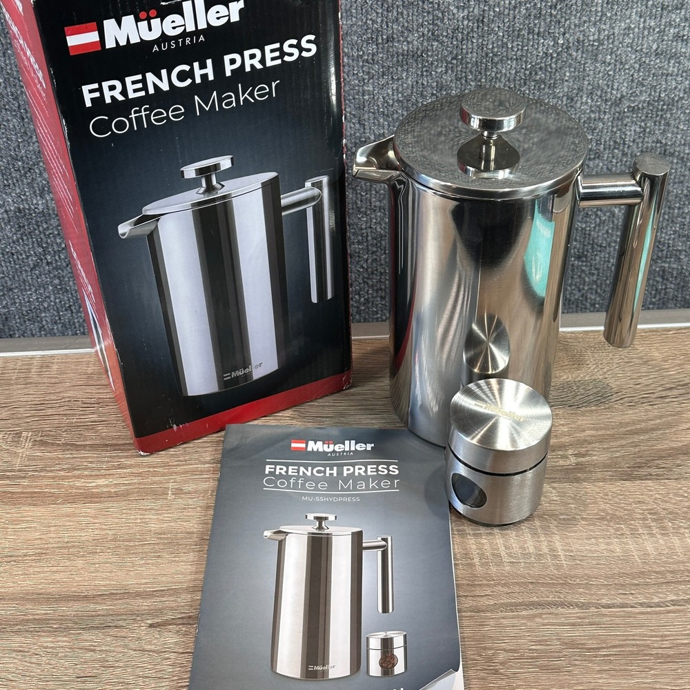 Mueller Austria French Press Coffee Maker Stainless Steel 34oz 1L Barista Modern